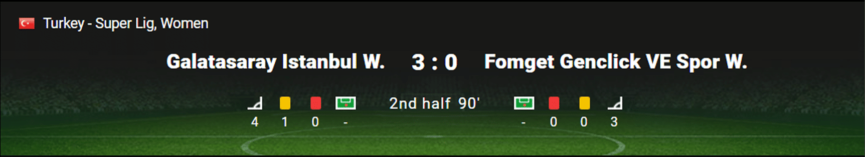 Galatasaray W 3-0 Fomget W live score Goldenbet casino in-play view